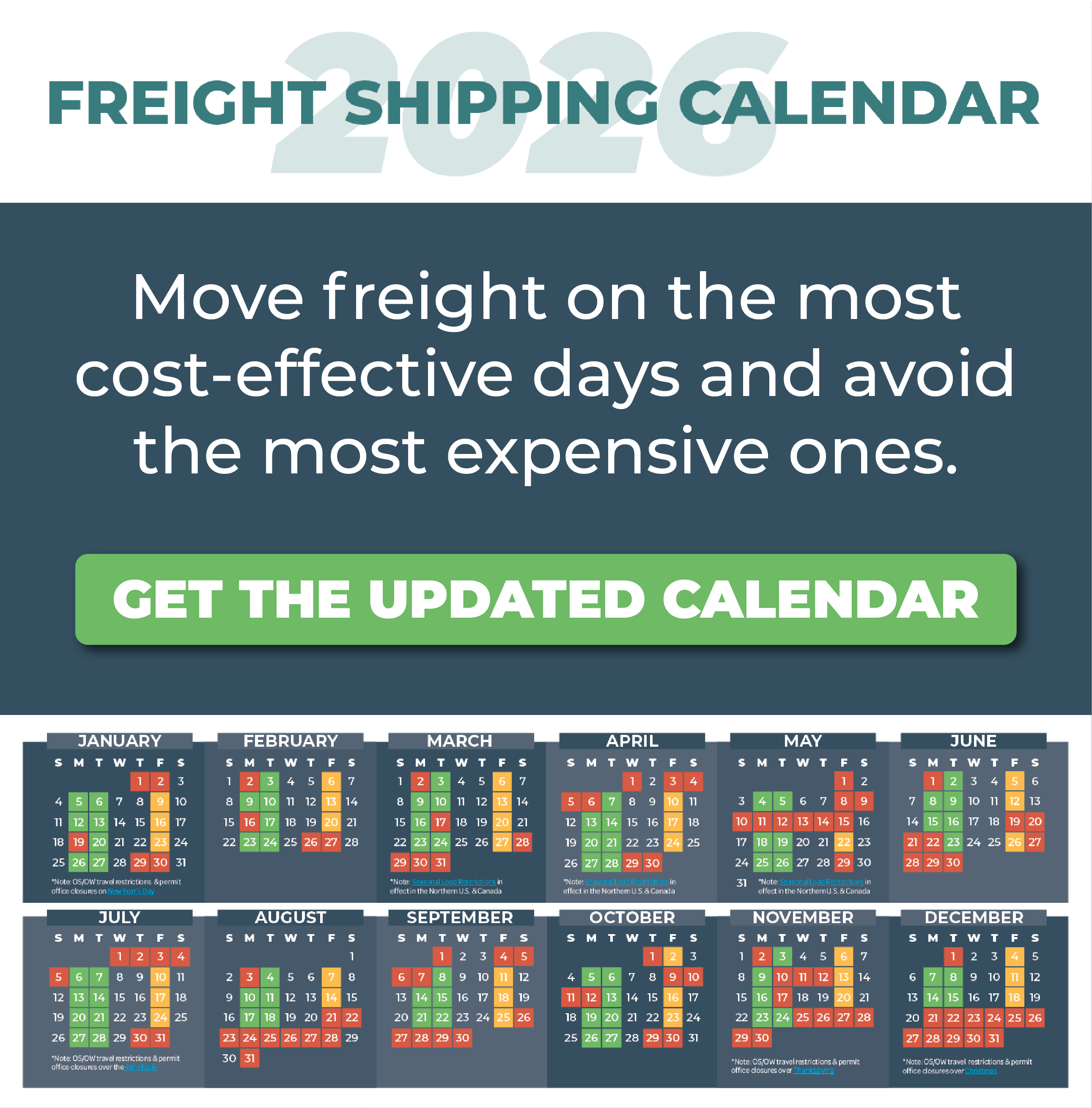 Freight Shipping Calendar 02 